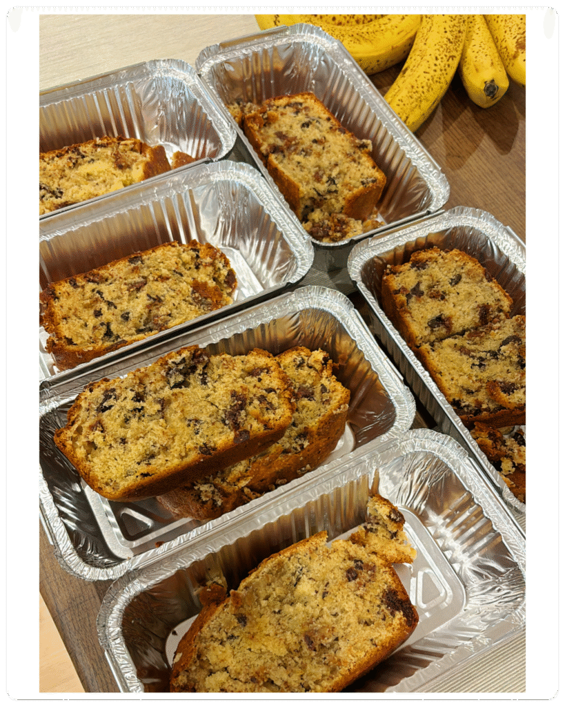 Homemade chocolate and banana loaf, golden and moist with scattered chocolate chips — baked with love by MumsFavouriteBakes