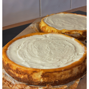 Creamy homemade New York cheesecake with a golden crust — rich, smooth, and baked with love by MumsFavouriteBakes
