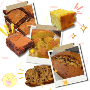 Celebration dessert package featuring small batch brownies, lemon drizzle cake and chocolate & Banana Loaf